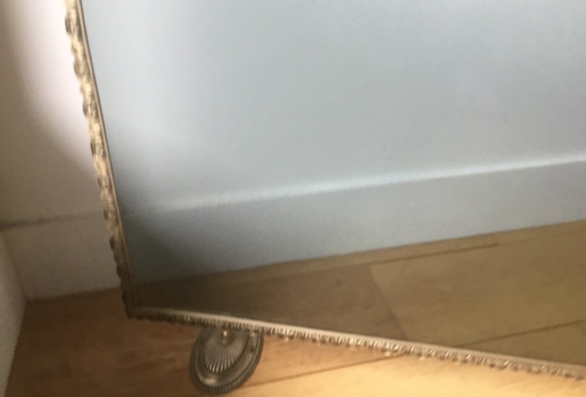 Ecran De Cheminée En Verre Fumé Et Bronze Doré-photo-2