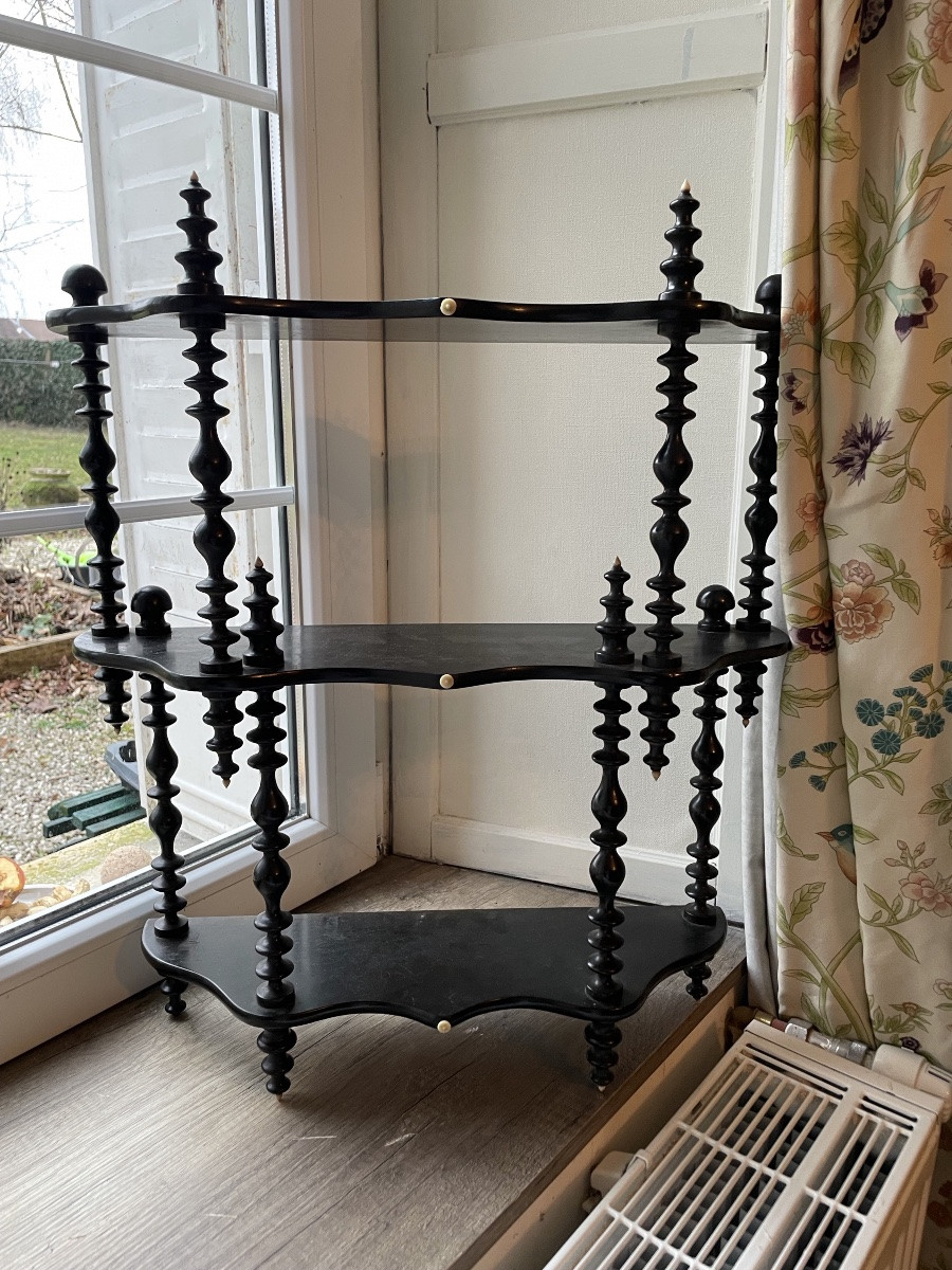 Napoleon III Shelf, Blackened Wood And Bone -photo-4