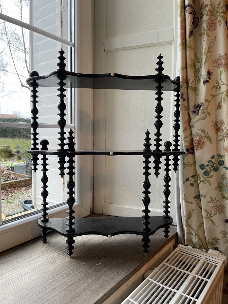 Napoleon III Shelf, Blackened Wood And Bone -photo-1