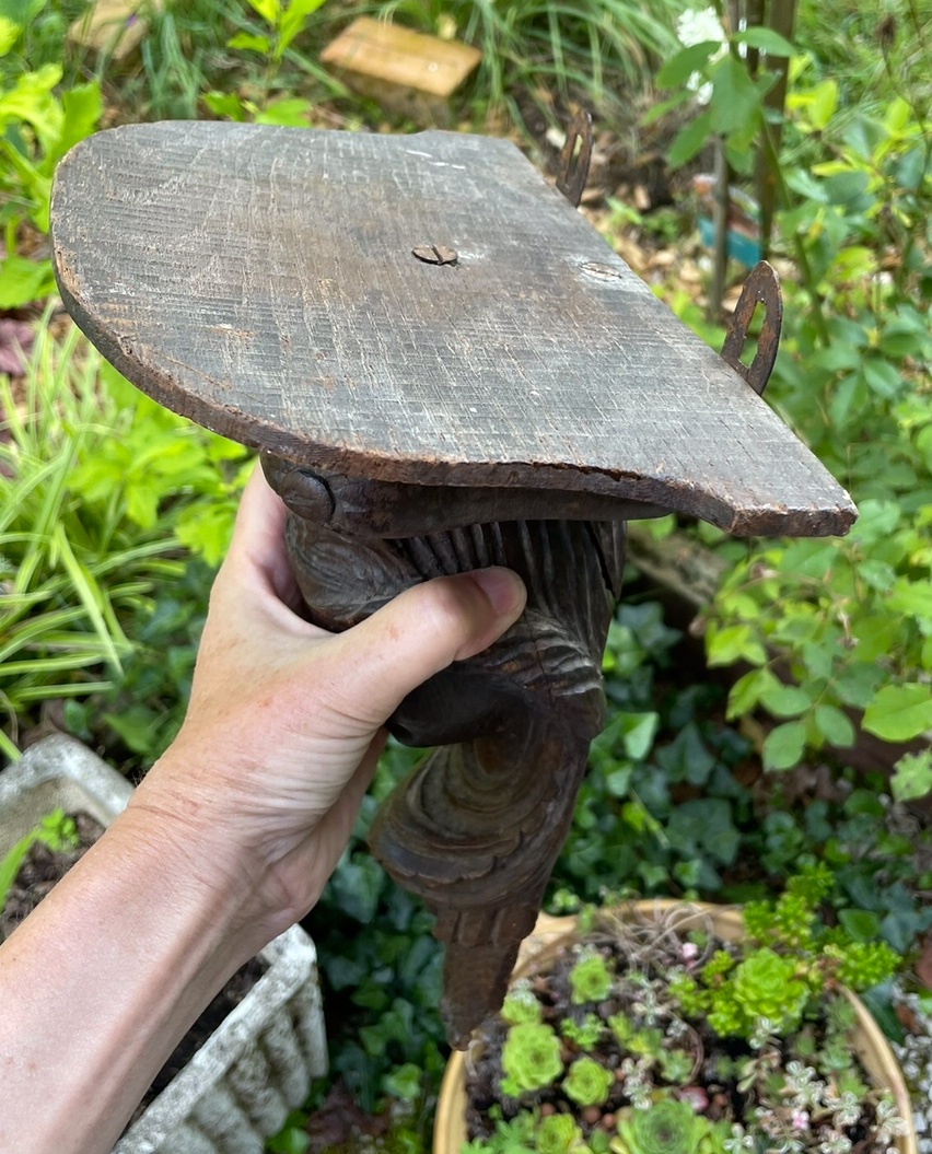 Petite console en bois naturel au visage de femme -photo-5