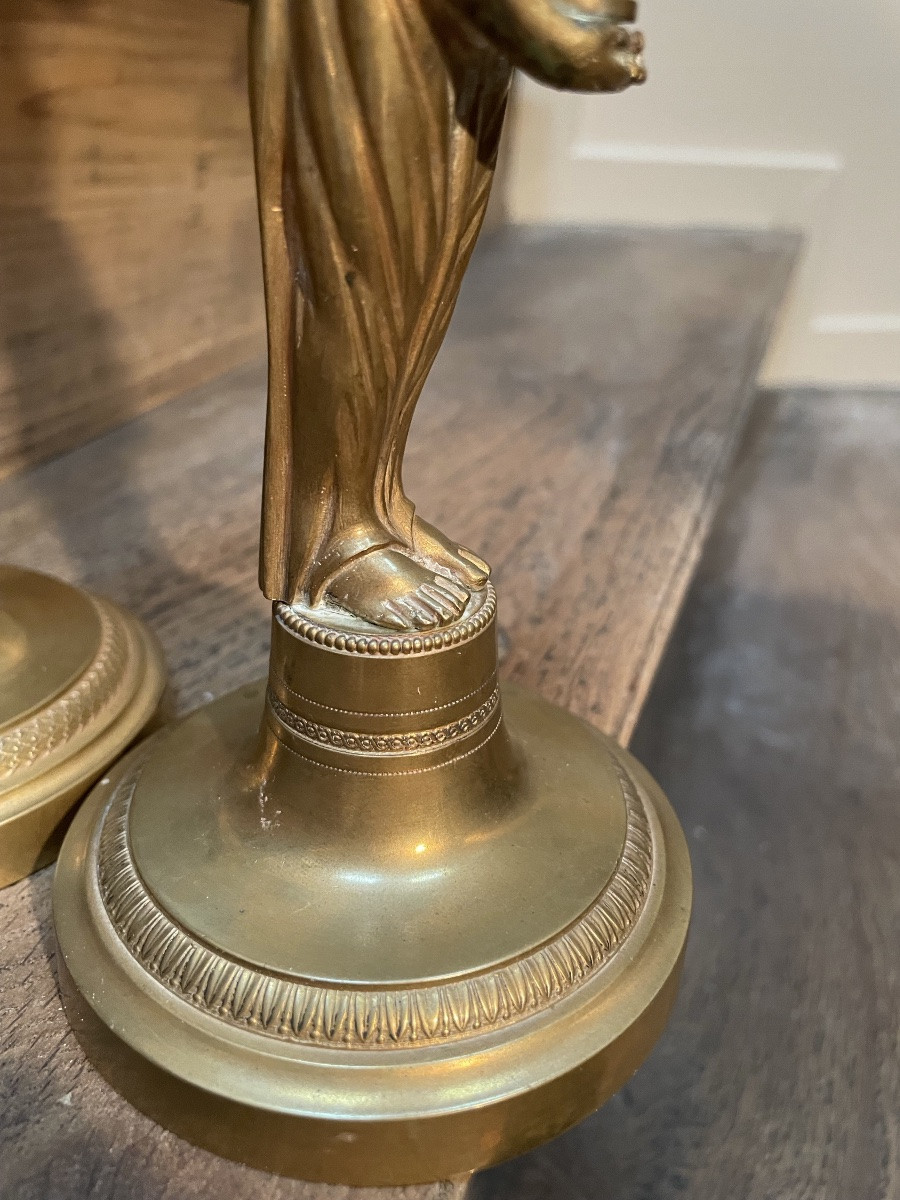 Egyptomania, The Pair Of Restoration Style Candlesticks -photo-2