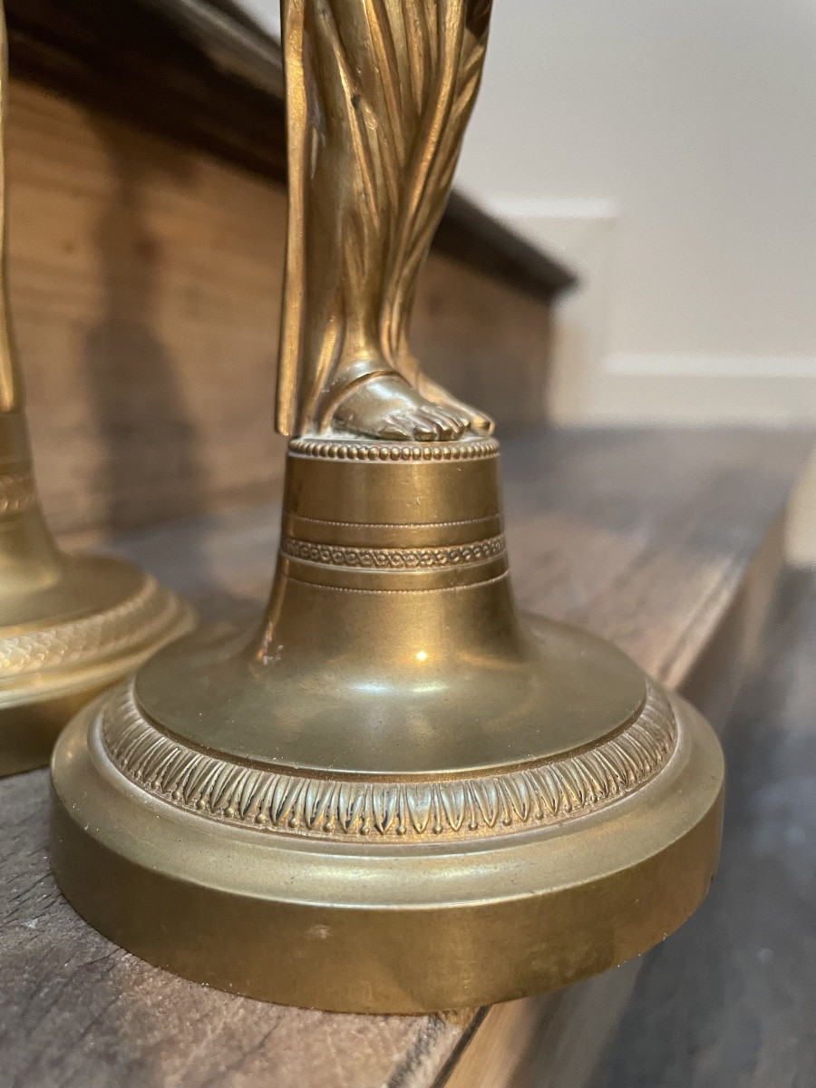 Egyptomania, The Pair Of Restoration Style Candlesticks -photo-3