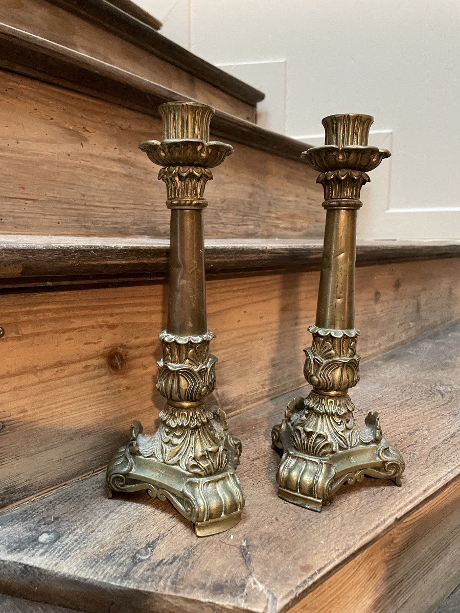 La paire de bougeoirs d’époque Restauration -photo-6