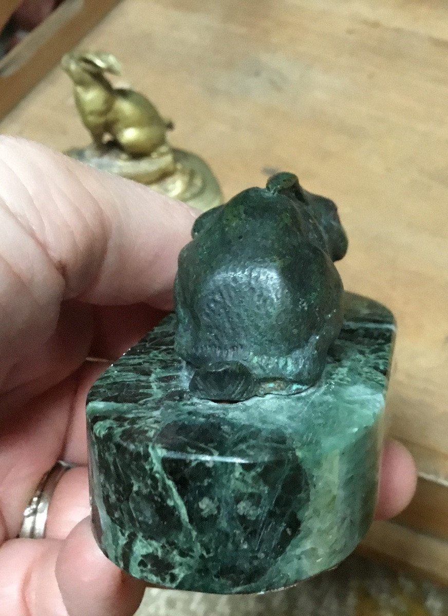 Les deux petits lapins en bronze -photo-6