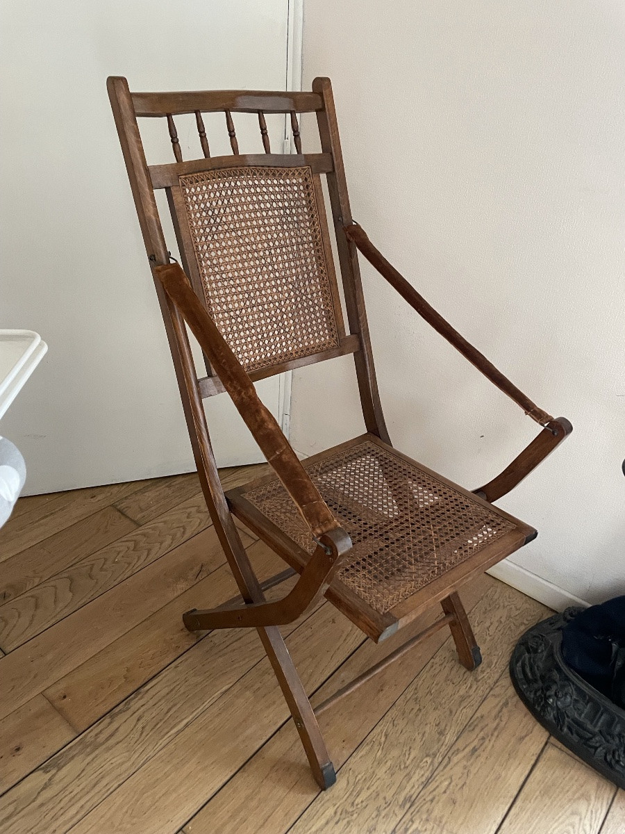Chaise pliante de style colonial en bambou -photo-2