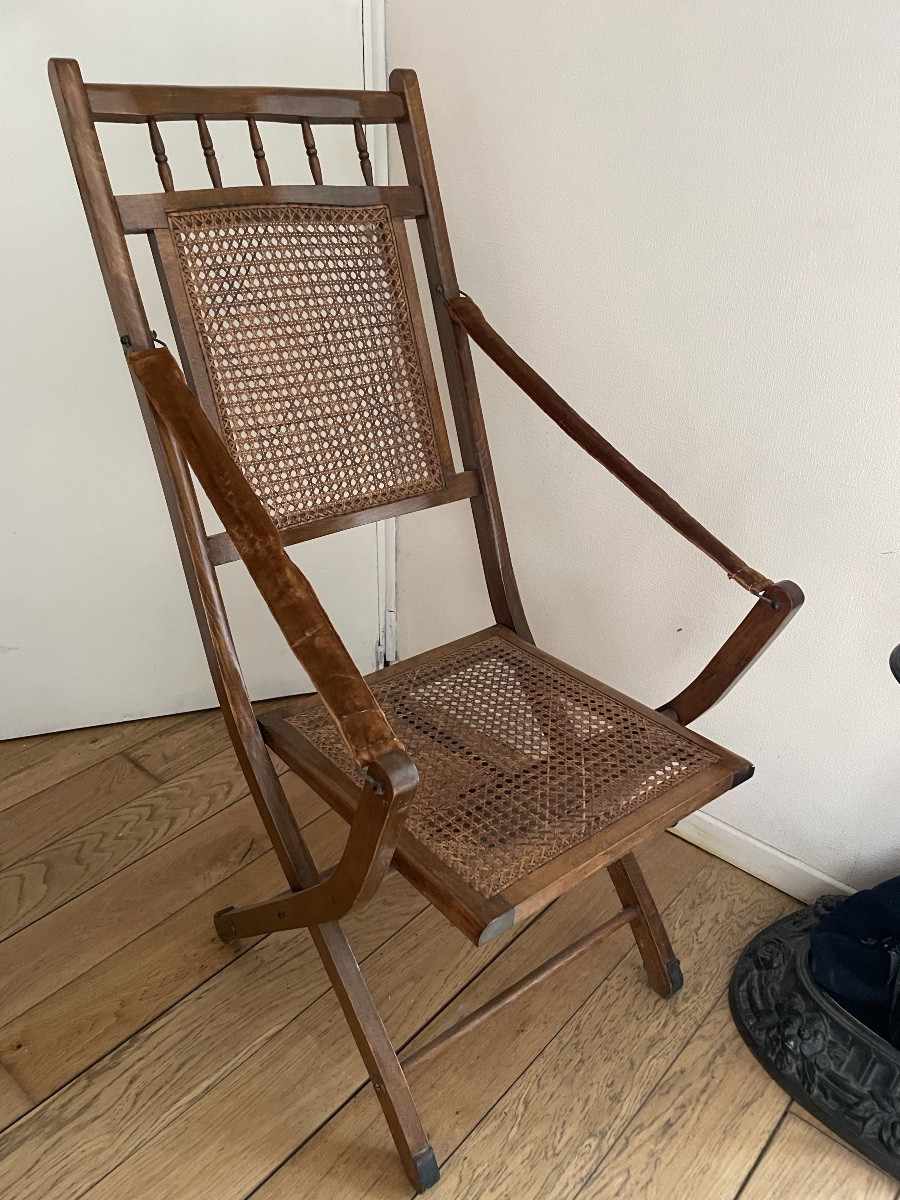 Chaise pliante de style colonial en bambou -photo-3