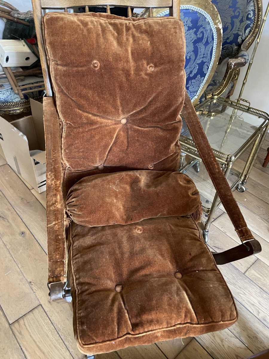 Chaise pliante de style colonial en bambou -photo-8