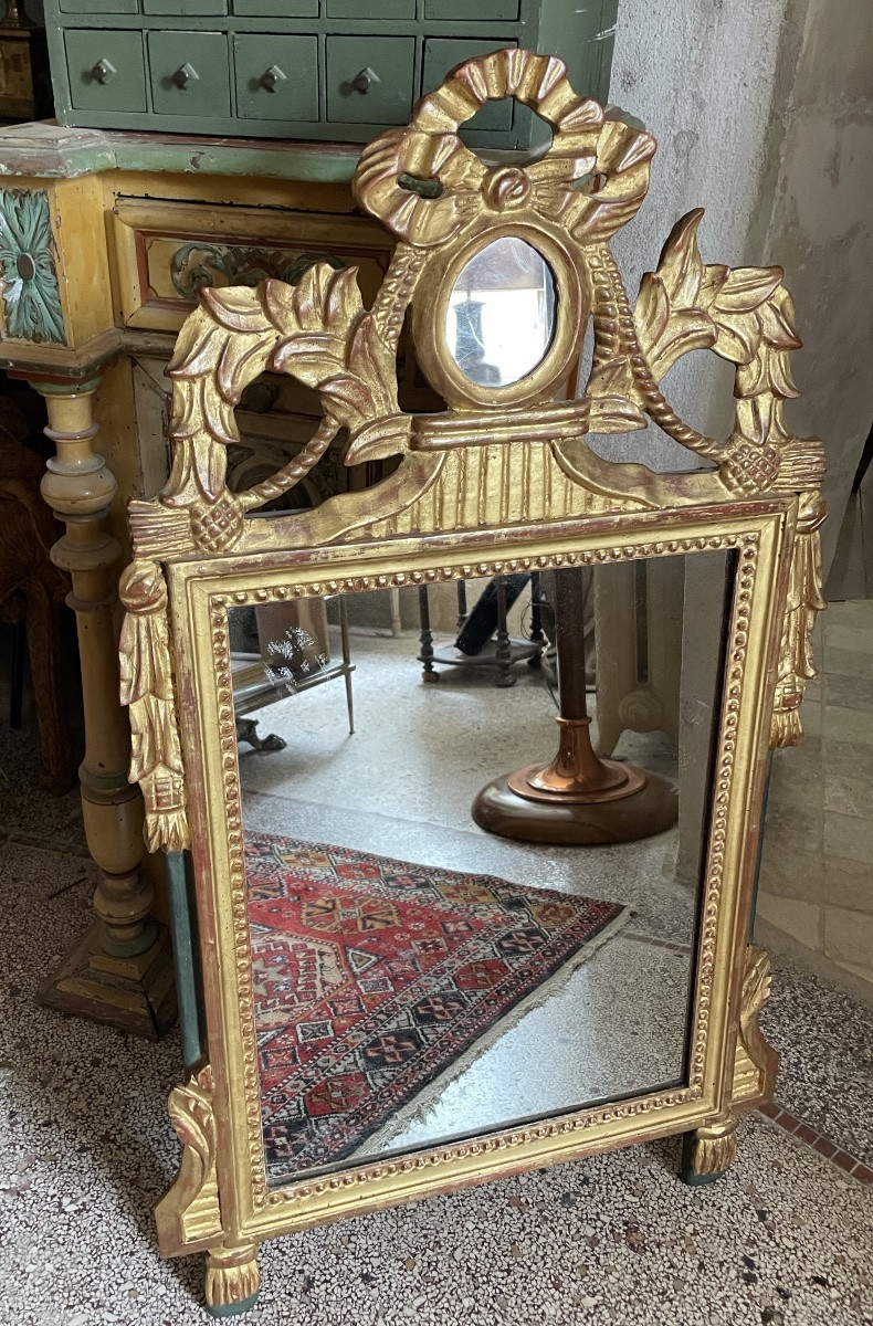Miroir Louis XVI en bois doré-photo-2