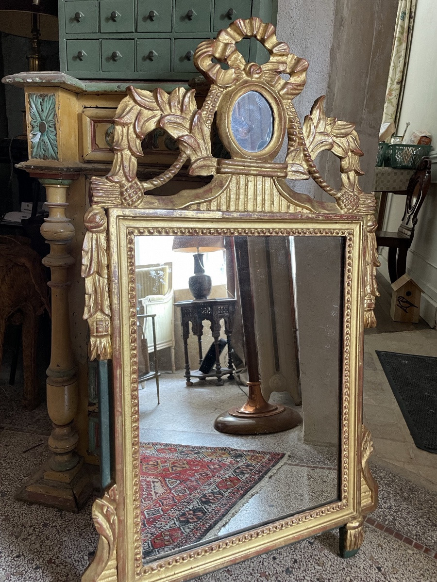 Miroir Louis XVI en bois doré-photo-3
