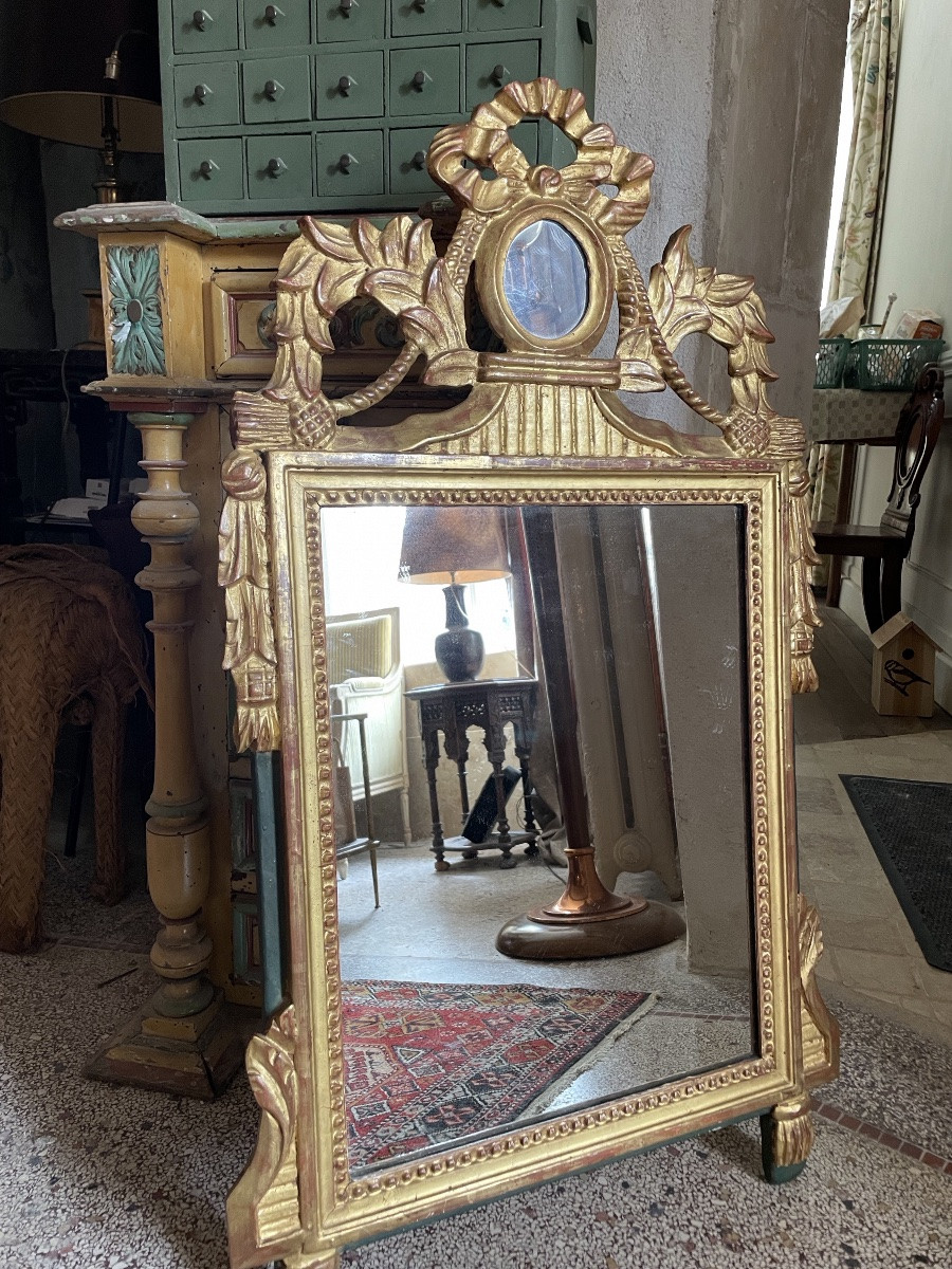 Miroir Louis XVI en bois doré-photo-1