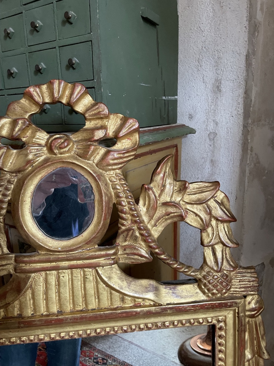 Miroir Louis XVI en bois doré-photo-4