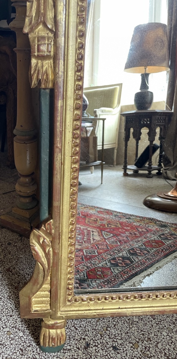 Miroir Louis XVI en bois doré-photo-7