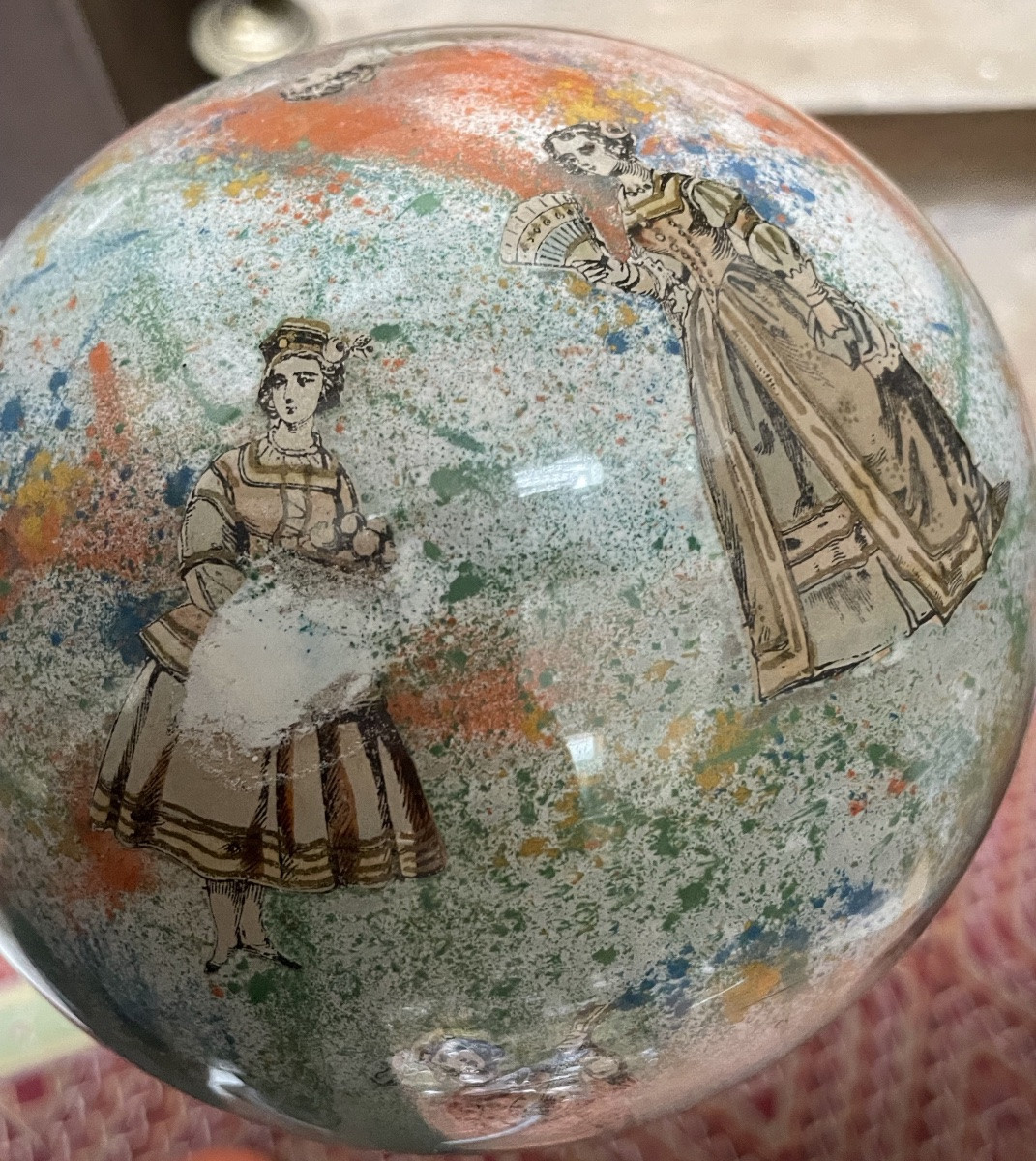 XIXth Century Bowl With Perruce Decorated With Birds In Glass Eglomise-photo-5