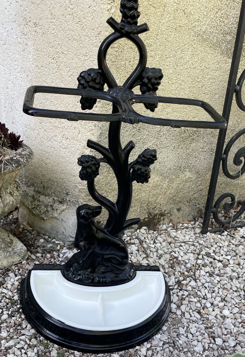 Enameled Cast Iron Umbrella Stand Dog XXeme-photo-5