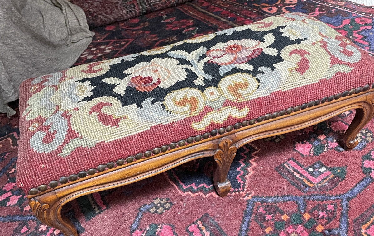 PETITE BANQUETTE BOUT DE PIED DE STYLE LOUIS XV-photo-3