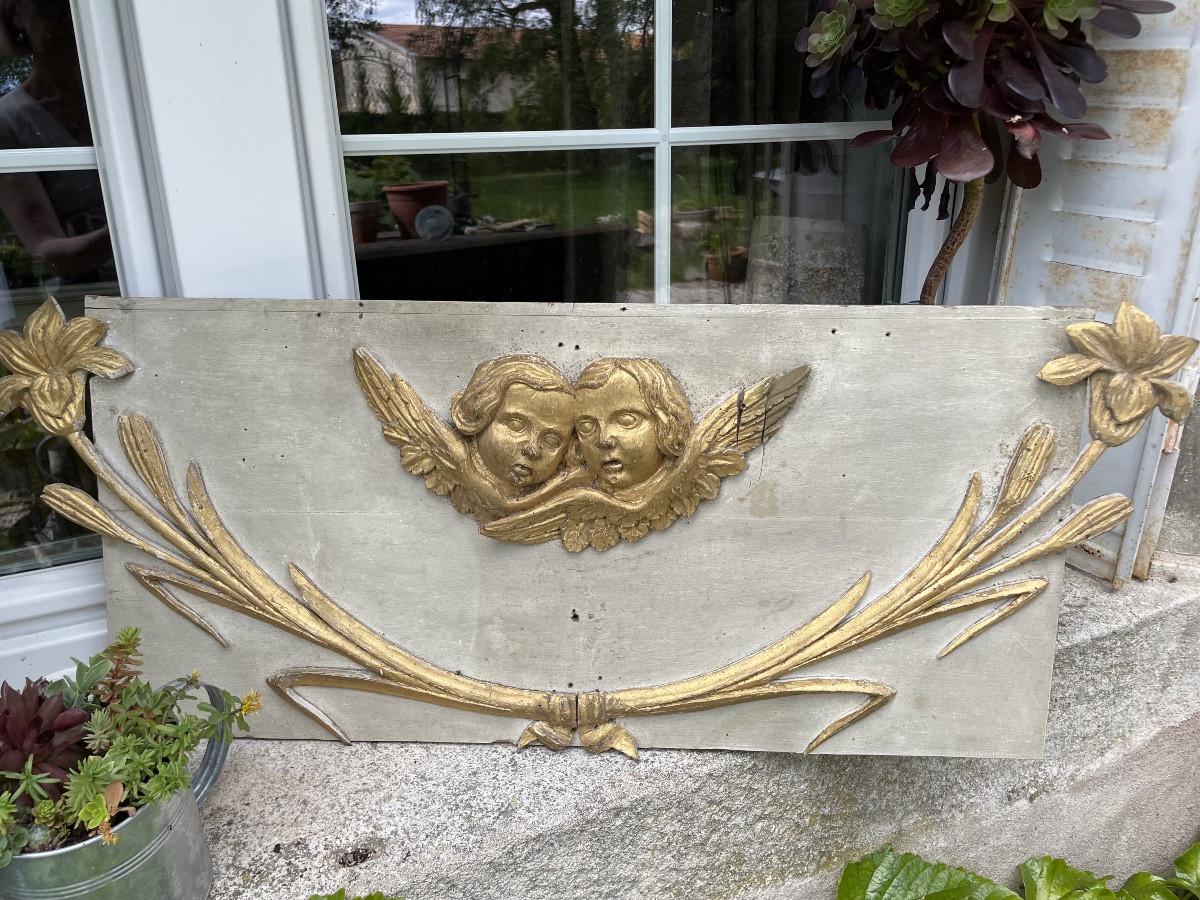 Dessus de porte laqué et bois doré -photo-2