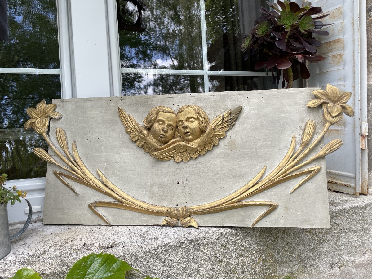 Dessus de porte laqué et bois doré -photo-3
