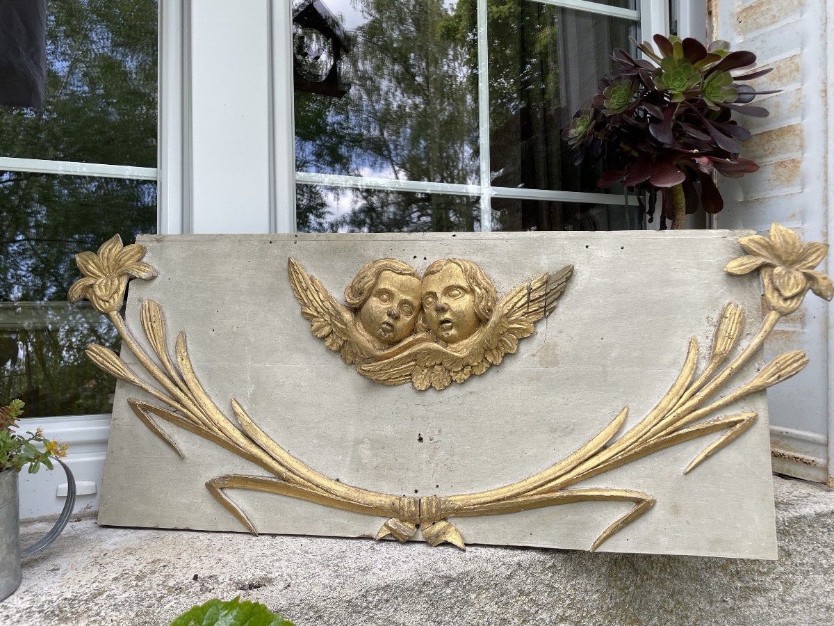 Dessus de porte laqué et bois doré -photo-4
