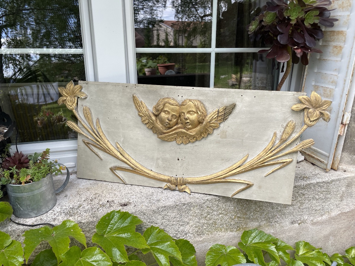 Dessus de porte laqué et bois doré -photo-5