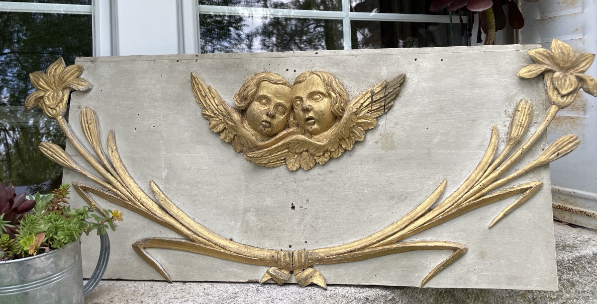 Dessus de porte laqué et bois doré 