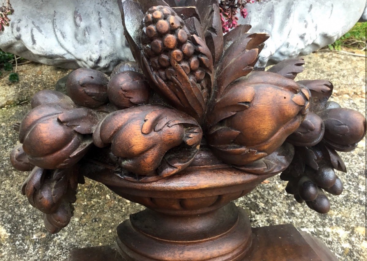Carved Wooden Fruit Bowl, Circa 1900-photo-3