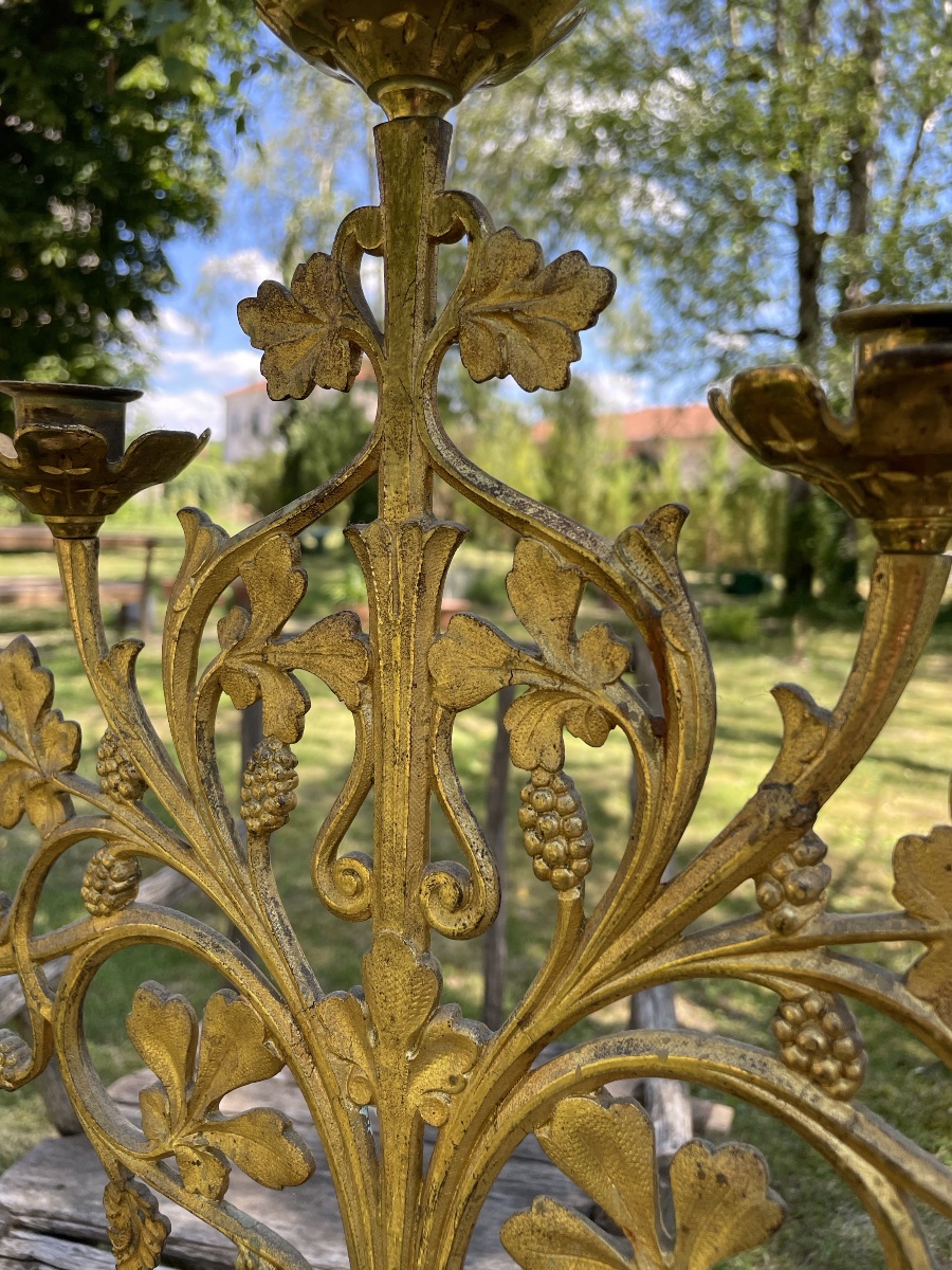 19th-century Bronze And Gilded Brass Altar Candelabrum-photo-1