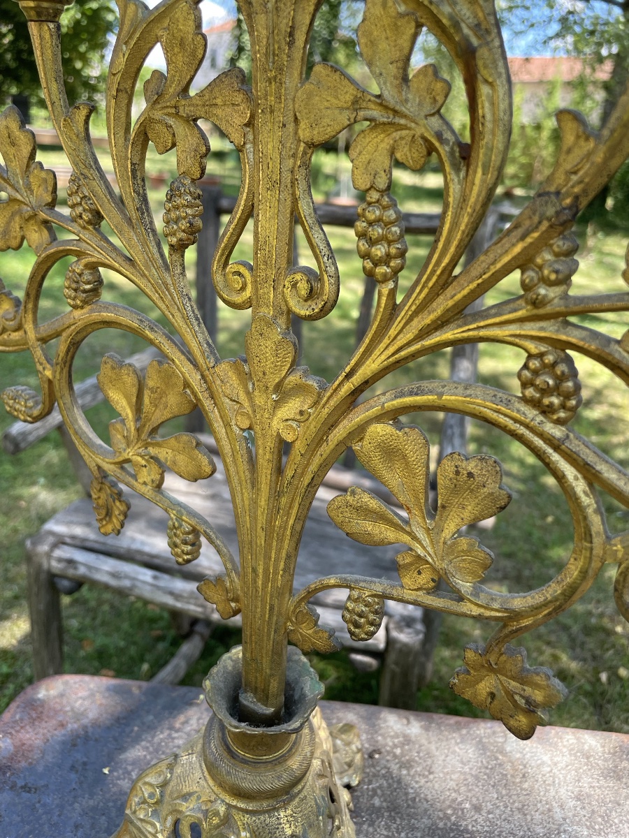 19th-century Bronze And Gilded Brass Altar Candelabrum-photo-5