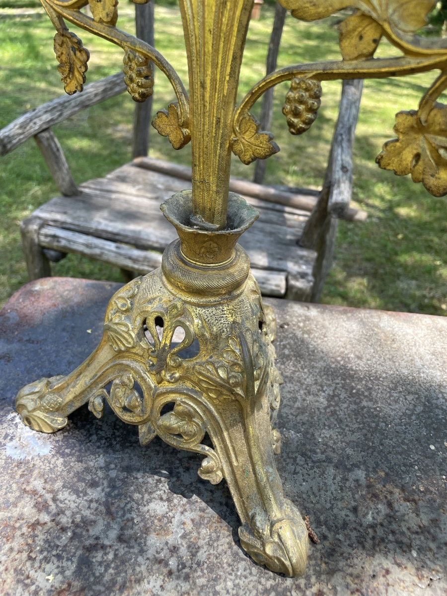 19th-century Bronze And Gilded Brass Altar Candelabrum-photo-6