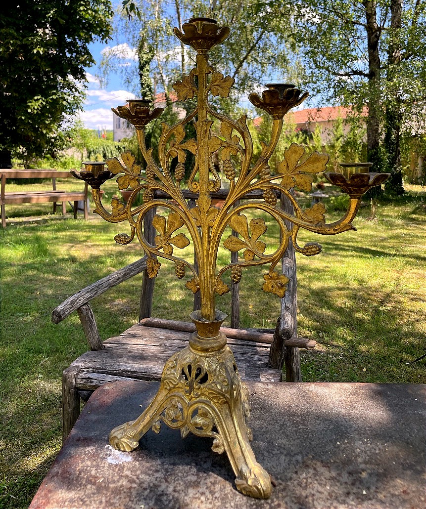 19th-century Bronze And Gilded Brass Altar Candelabrum