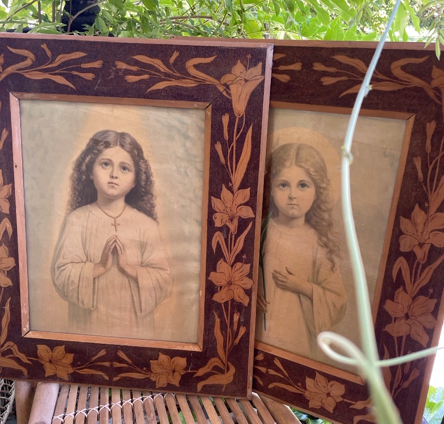 The Pair Of Large Art Nouveau Pyrographed Frames 