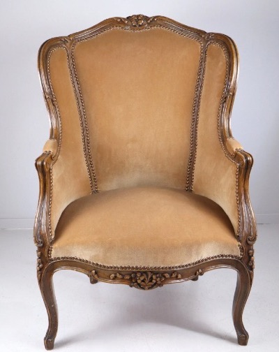 Walnut Armchair With Ear-shaped Backrest -photo-2