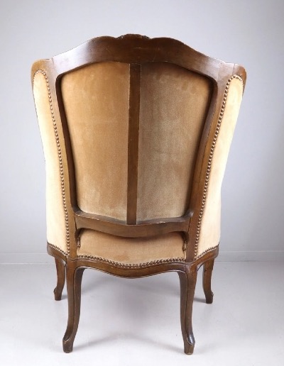 Walnut Armchair With Ear-shaped Backrest -photo-4