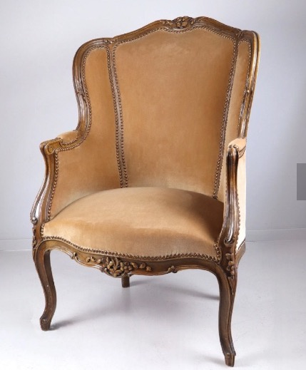 Walnut Armchair With Ear-shaped Backrest 