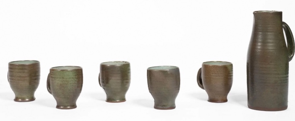 J And N Pierlot, Glazed Stoneware Set With An Owl Design 