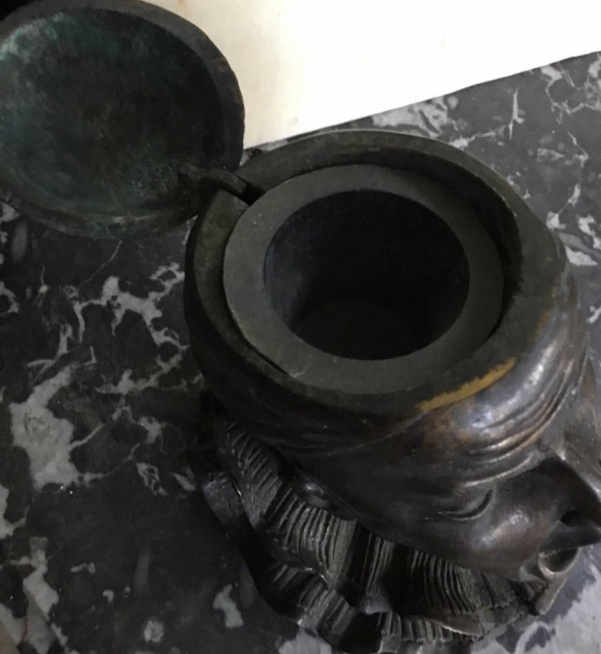 Bronze Inkwell, Grining Pierrot, Not Happy-photo-4