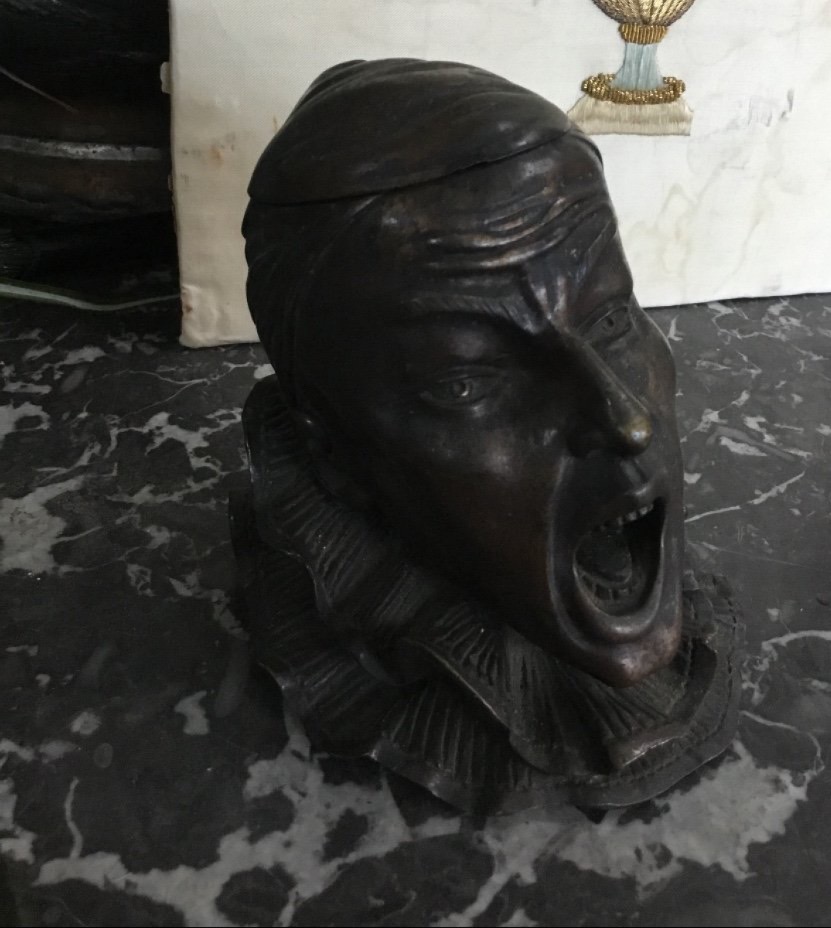 Bronze Inkwell, Grining Pierrot, Not Happy-photo-1