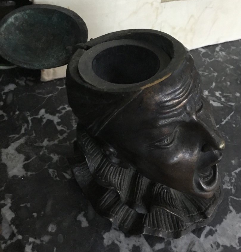 Bronze Inkwell, Grining Pierrot, Not Happy-photo-2