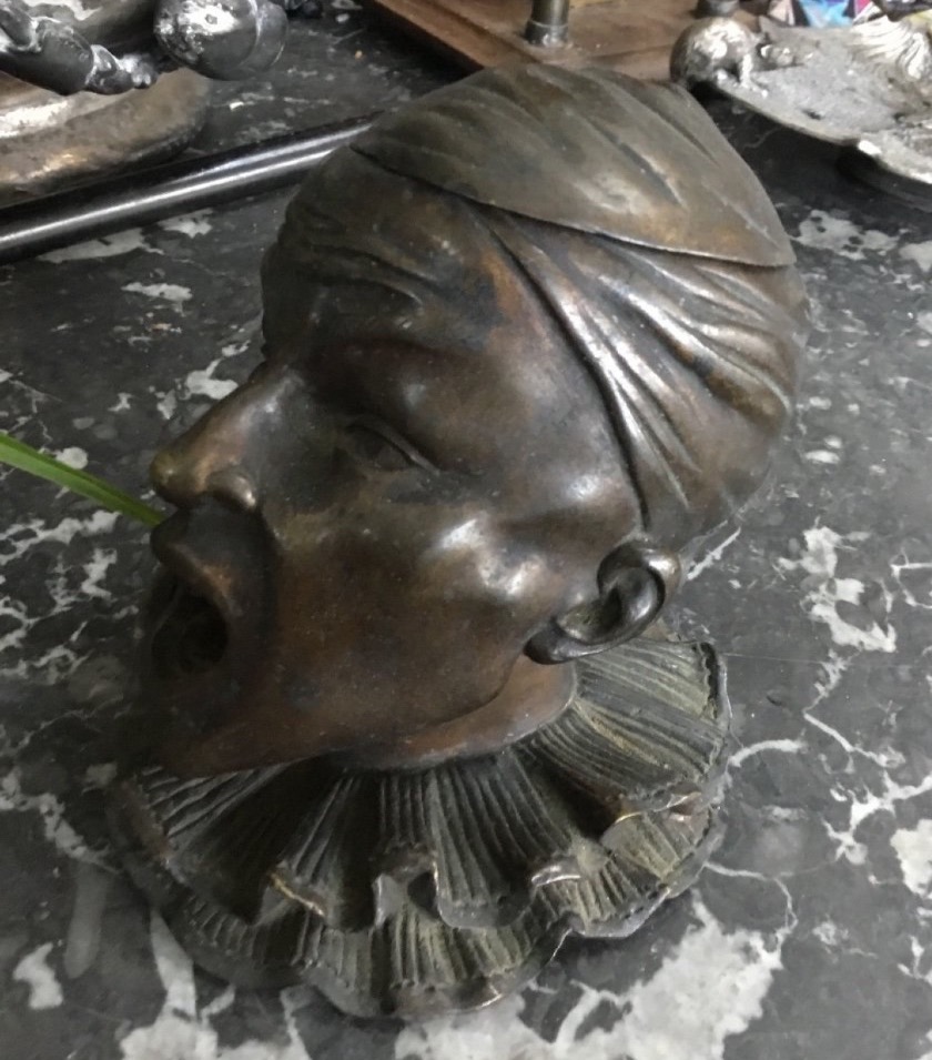 Bronze Inkwell, Grining Pierrot, Not Happy-photo-4