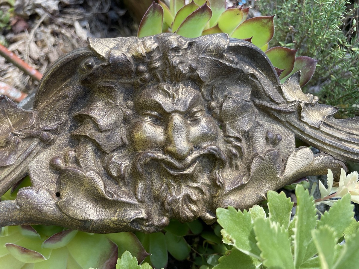 Décor en bronze tête de Bacchus -photo-2