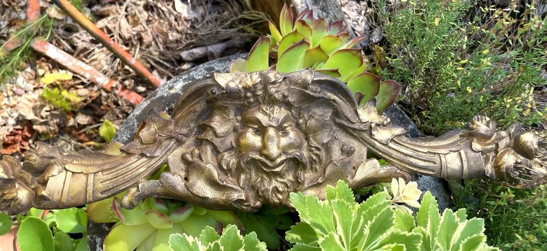 Décor en bronze tête de Bacchus 