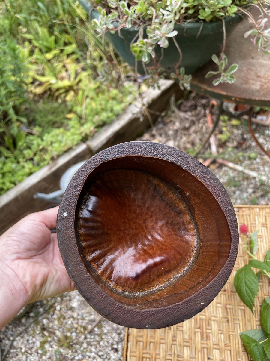 Ikebana Vase In Carved Bambou-photo-3