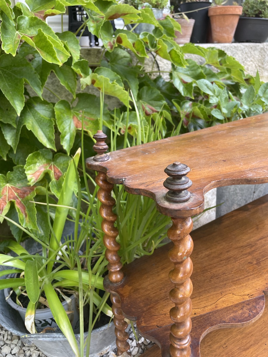 Small Side Shelf Made Of Turned Wood -photo-2