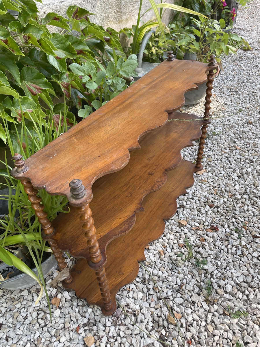 Small Side Shelf Made Of Turned Wood -photo-4