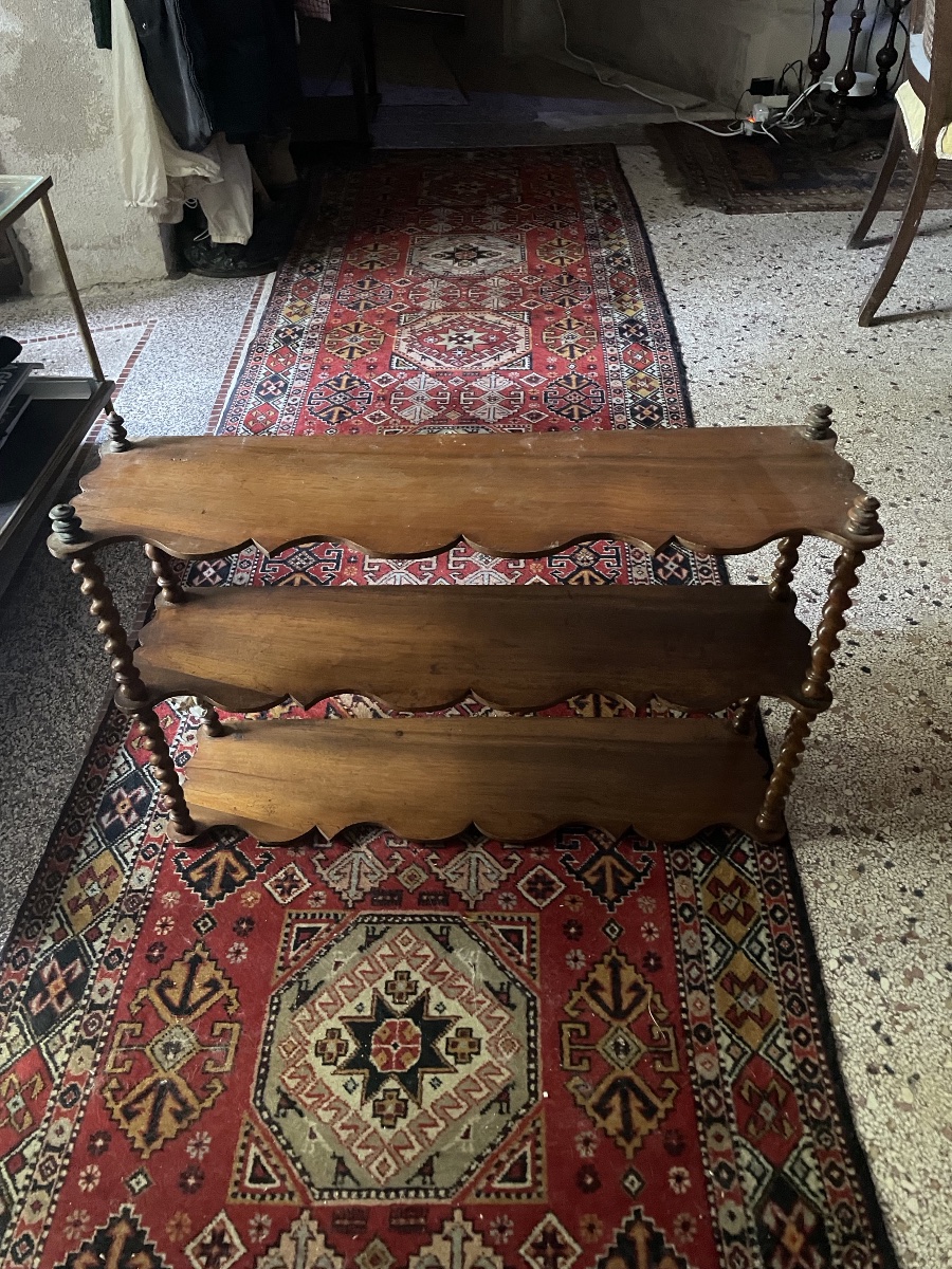 Small Side Shelf Made Of Turned Wood -photo-1