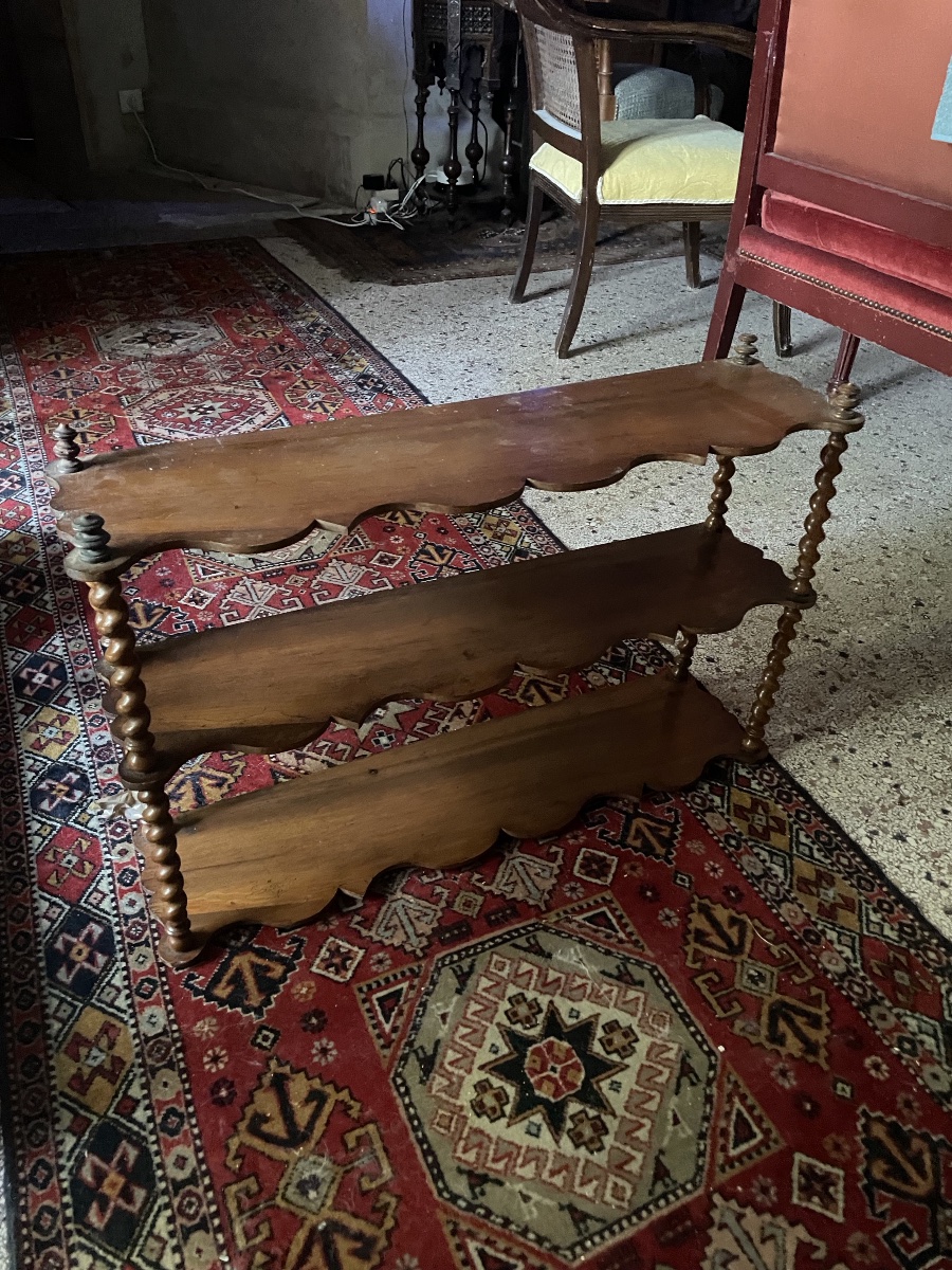 Small Side Shelf Made Of Turned Wood -photo-2