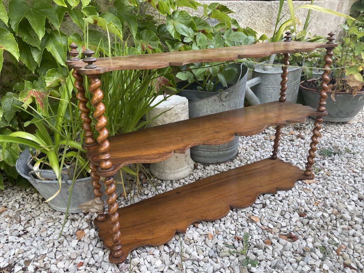 Small Side Shelf Made Of Turned Wood -photo-3