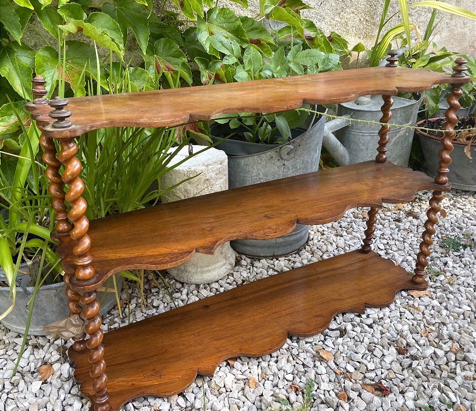 Small Side Shelf Made Of Turned Wood 