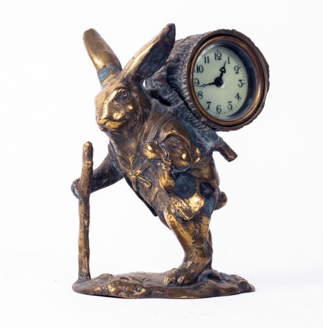 Pendule en bronze, lapin colporteur Angleterre, vers 1900-photo-3