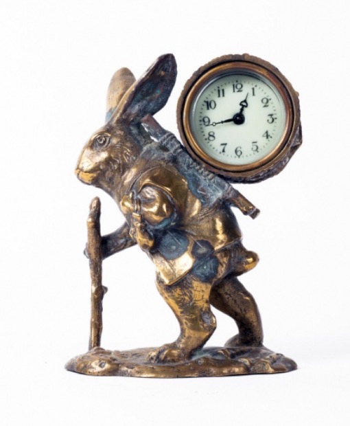Pendule en bronze, lapin colporteur Angleterre, vers 1900
