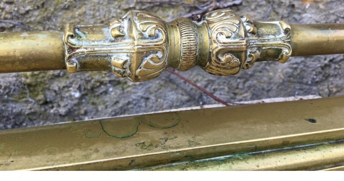 Bronze Fireplace Rail With Greyhounds-photo-2